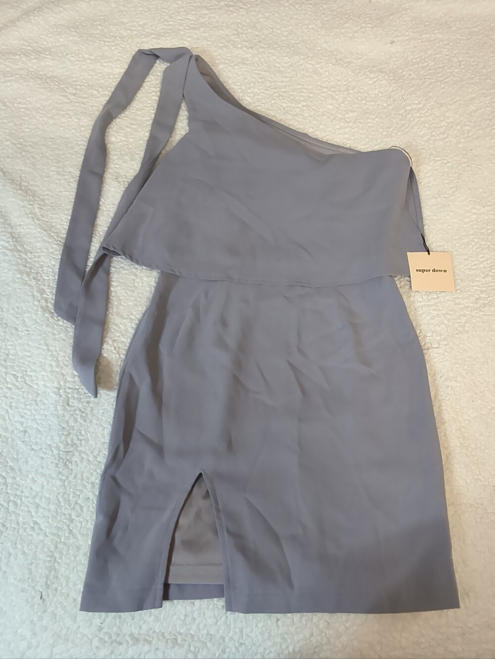 superdown Lavender One-Shoulder Mini Dress with Side Slit